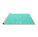 Sideview of Machine Washable Abstract Turquoise Contemporary Area Rugs, wshcon2090turq