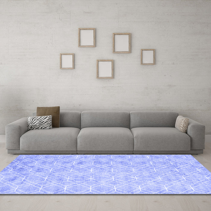 Machine Washable Abstract Blue Contemporary Rug in a Living Room, wshcon2090blu
