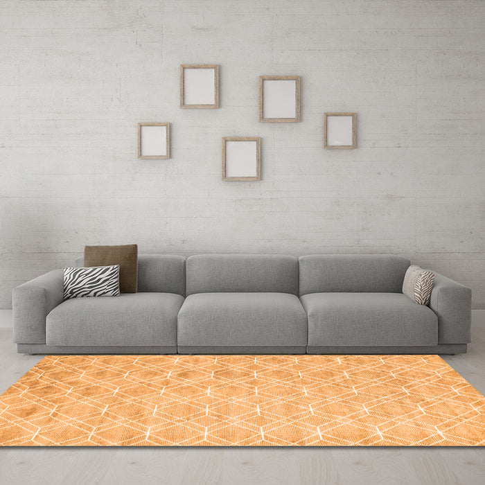 Machine Washable Abstract Orange Contemporary Area Rugs in a Living Room, wshcon2090org