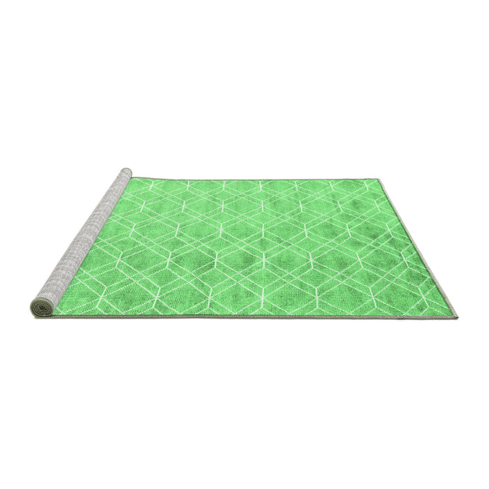 Sideview of Machine Washable Abstract Emerald Green Contemporary Area Rugs, wshcon2090emgrn