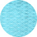 Round Machine Washable Abstract Light Blue Contemporary Rug, wshcon2090lblu