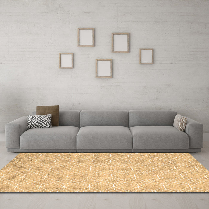 Machine Washable Abstract Brown Contemporary Rug in a Living Room,, wshcon2090brn
