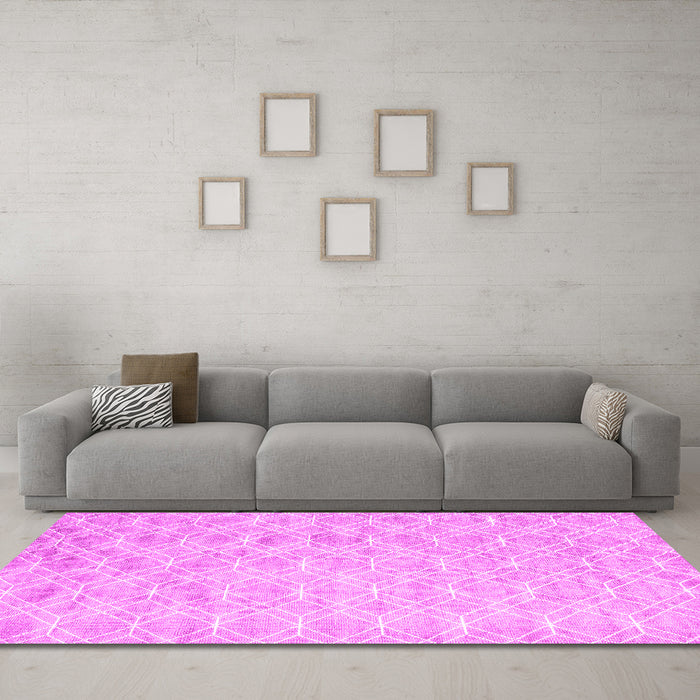 Machine Washable Abstract Pink Contemporary Rug in a Living Room, wshcon2090pnk