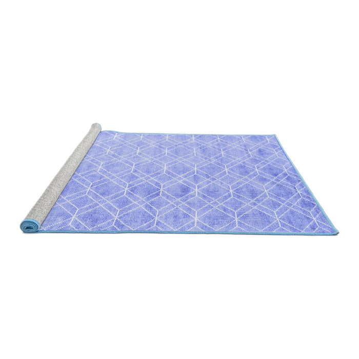 Sideview of Machine Washable Abstract Blue Contemporary Rug, wshcon2090blu