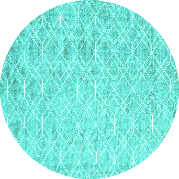 Round Machine Washable Abstract Turquoise Contemporary Area Rugs, wshcon2090turq