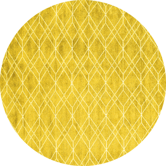 Round Machine Washable Abstract Yellow Contemporary Rug, wshcon2090yw