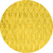 Round Machine Washable Abstract Yellow Contemporary Rug, wshcon2090yw