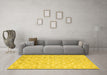 Machine Washable Abstract Yellow Contemporary Rug in a Living Room, wshcon2090yw