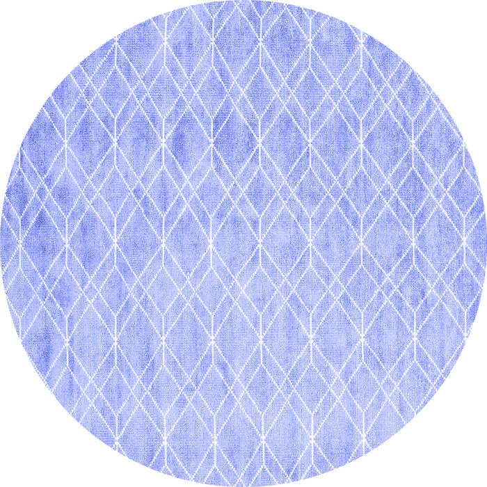 Round Abstract Blue Contemporary Rug, con2090blu