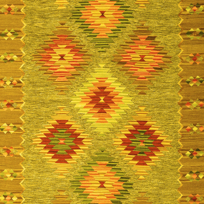 Machine Washable Southwestern Yellow Country Rug, wshcon2091yw