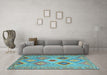 Machine Washable Southwestern Light Blue Country Rug in a Living Room, wshcon2091lblu