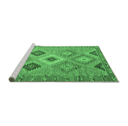 Sideview of Machine Washable Southwestern Emerald Green Country Area Rugs, wshcon2091emgrn