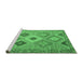 Sideview of Machine Washable Southwestern Emerald Green Country Area Rugs, wshcon2091emgrn