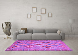 Machine Washable Southwestern Purple Country Area Rugs in a Living Room, wshcon2091pur