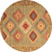 Round Southwestern Brown Country Rug, con2091brn