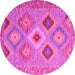 Round Southwestern Pink Country Rug, con2091pnk