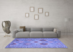 Machine Washable Southwestern Blue Country Rug in a Living Room, wshcon2091blu