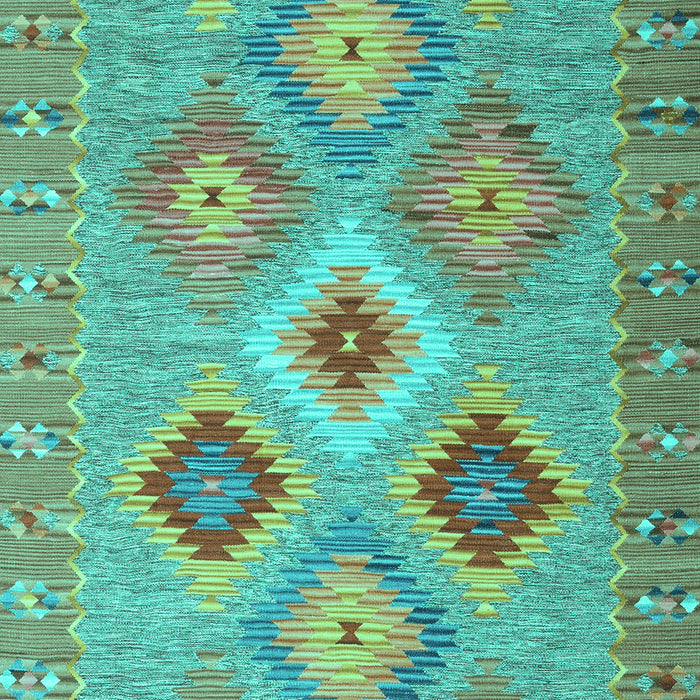 Machine Washable Southwestern Turquoise Country Area Rugs, wshcon2091turq