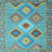 Square Southwestern Light Blue Country Rug, con2091lblu