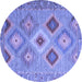 Round Southwestern Blue Country Rug, con2091blu