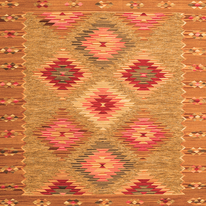 Round Machine Washable Southwestern Orange Country Area Rugs, wshcon2091org