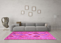 Machine Washable Southwestern Pink Country Rug, wshcon2091pnk