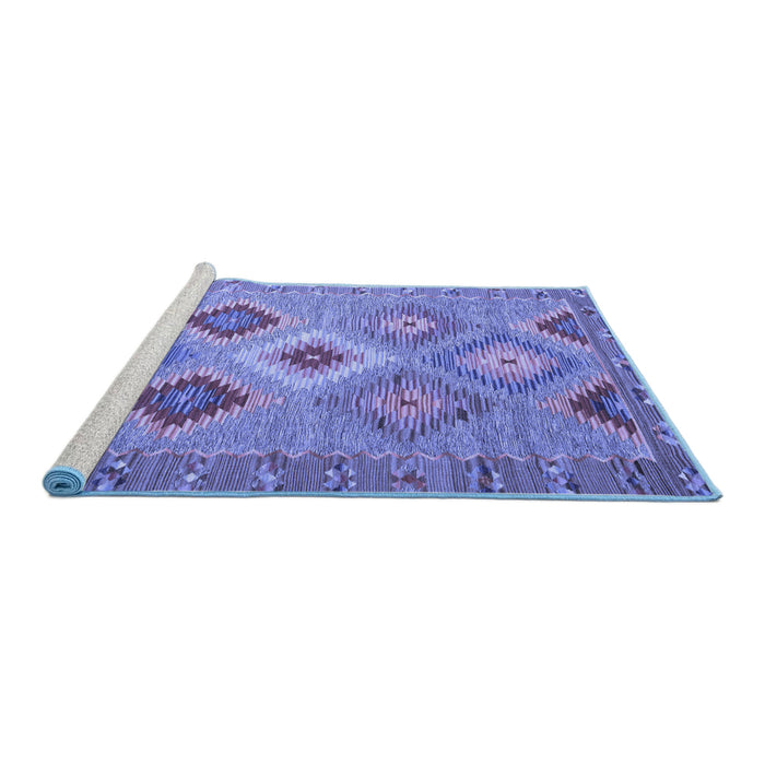 Sideview of Machine Washable Southwestern Blue Country Rug, wshcon2091blu