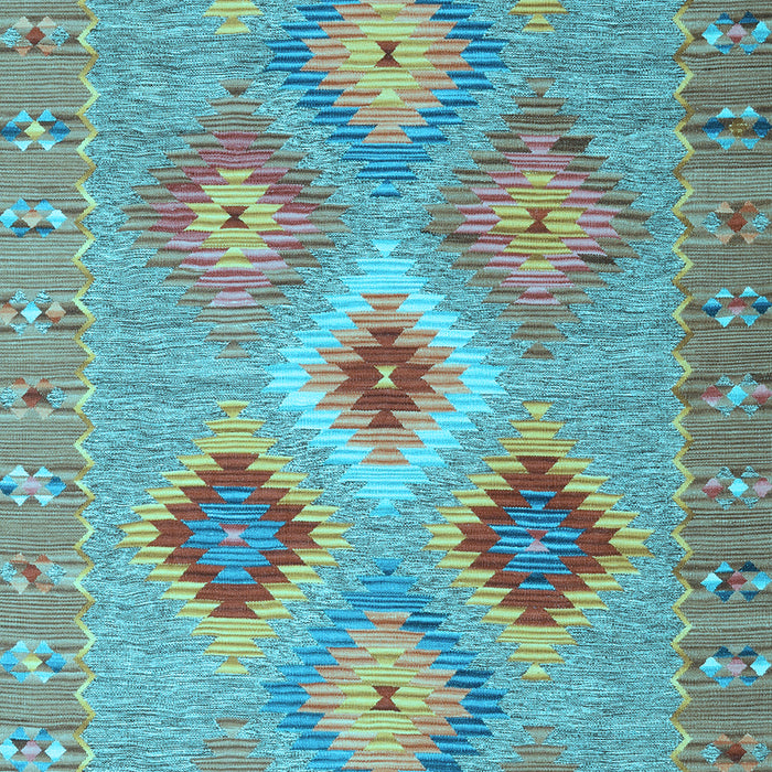 Machine Washable Southwestern Light Blue Country Rug, wshcon2091lblu