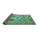 Sideview of Southwestern Turquoise Country Rug, con2091turq