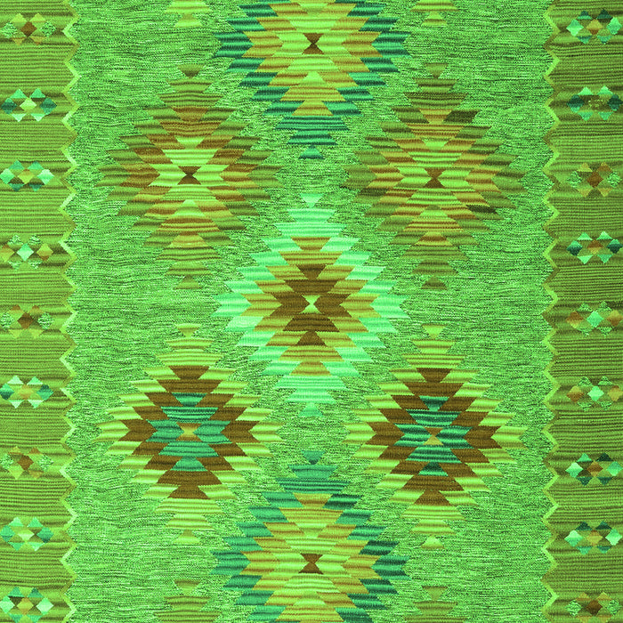 Serging Thickness of Machine Washable Southwestern Green Country Area Rugs, wshcon2091grn