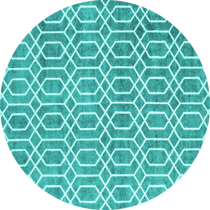 Round Machine Washable Abstract Turquoise Contemporary Area Rugs, wshcon2092turq