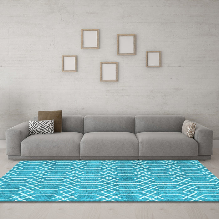 Machine Washable Abstract Light Blue Contemporary Rug in a Living Room, wshcon2092lblu