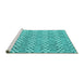 Sideview of Machine Washable Abstract Turquoise Contemporary Area Rugs, wshcon2092turq