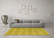 Machine Washable Abstract Yellow Contemporary Rug in a Living Room, wshcon2092yw