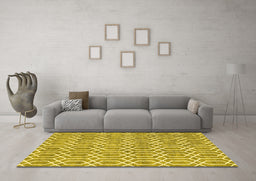 Machine Washable Abstract Yellow Contemporary Rug in a Living Room, wshcon2092yw