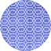 Round Abstract Blue Contemporary Rug, con2092blu