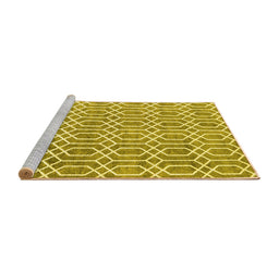 Sideview of Machine Washable Abstract Yellow Contemporary Rug, wshcon2092yw