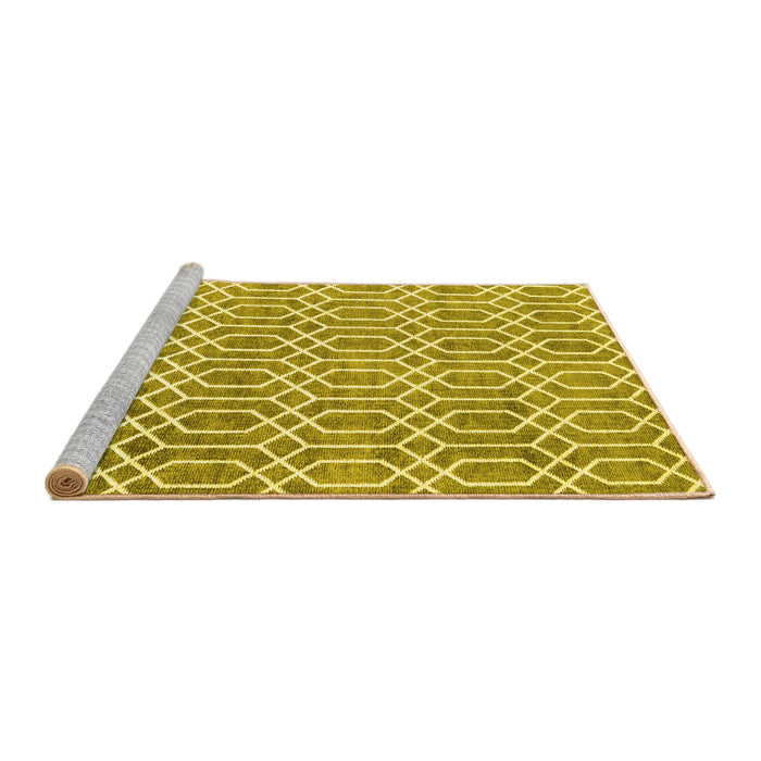 Sideview of Machine Washable Abstract Yellow Contemporary Rug, wshcon2092yw