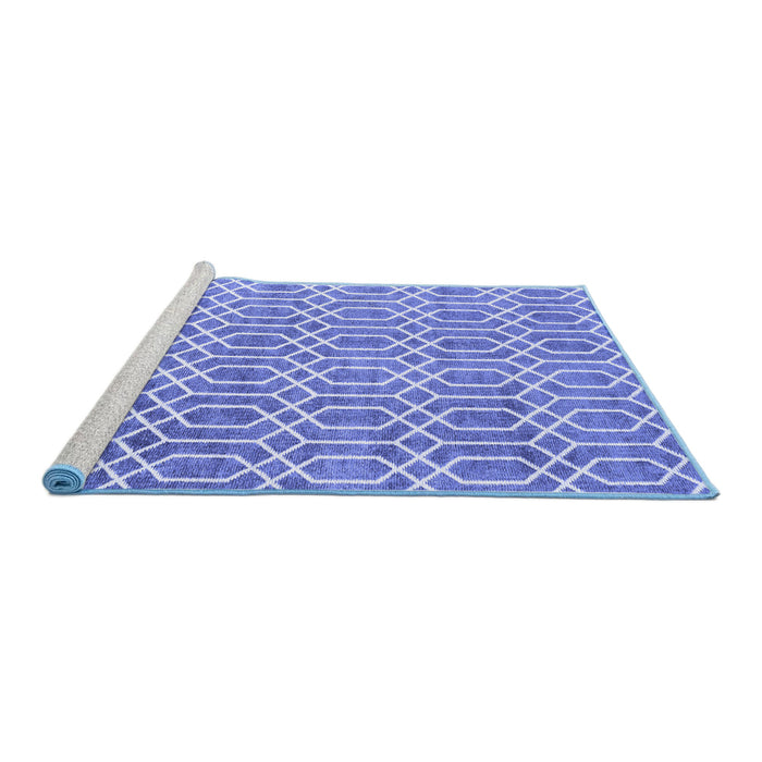 Sideview of Machine Washable Abstract Blue Contemporary Rug, wshcon2092blu