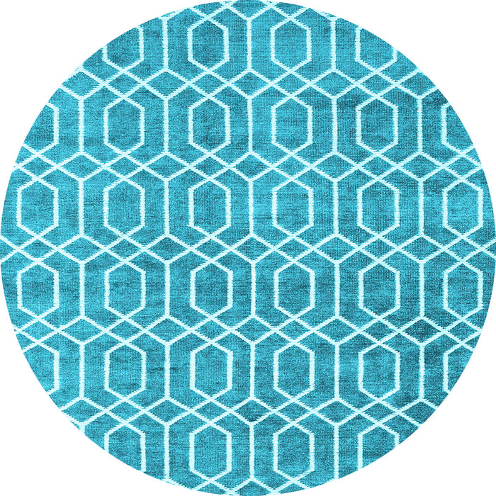 Round Abstract Light Blue Contemporary Rug, con2092lblu