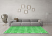 Machine Washable Abstract Green Contemporary Area Rugs in a Living Room,, wshcon2092grn