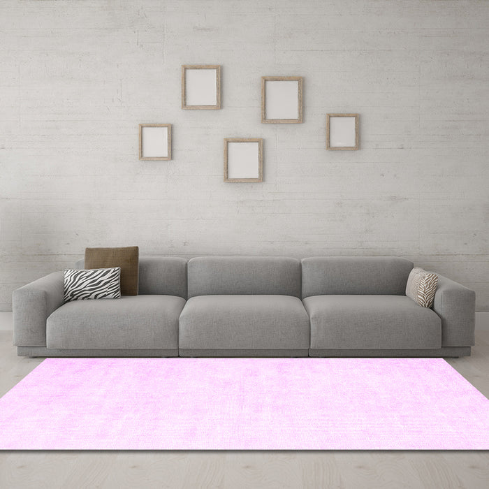 Machine Washable Solid Pink Modern Rug in a Living Room, wshcon2093pnk