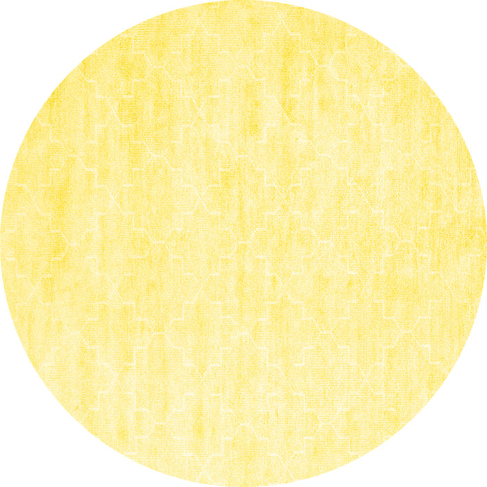 Round Machine Washable Solid Yellow Modern Rug, wshcon2093yw