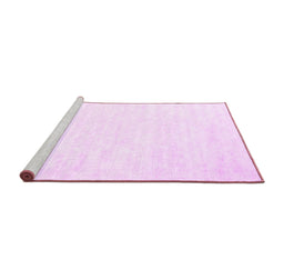 Sideview of Machine Washable Solid Pink Modern Rug, wshcon2093pnk