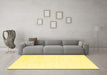 Machine Washable Solid Yellow Modern Rug in a Living Room, wshcon2093yw