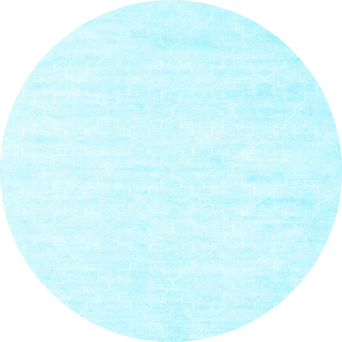 Round Machine Washable Solid Light Blue Modern Rug, wshcon2093lblu