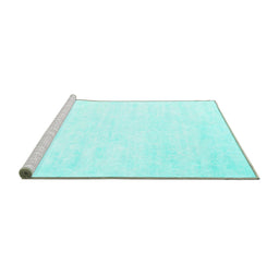 Sideview of Machine Washable Solid Turquoise Modern Area Rugs, wshcon2093turq