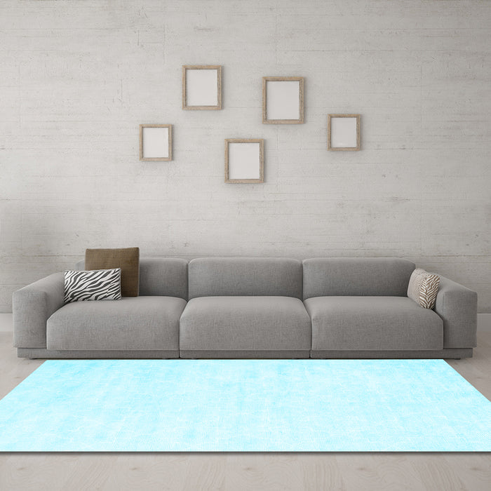 Machine Washable Solid Light Blue Modern Rug in a Living Room, wshcon2093lblu