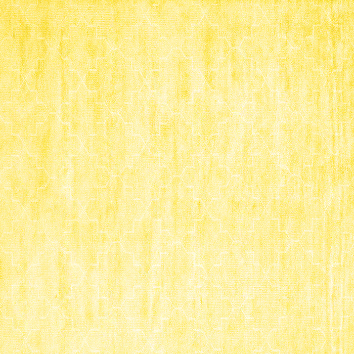 Square Machine Washable Solid Yellow Modern Rug, wshcon2093yw