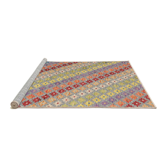 Serging Thickness of Machine Washable Contemporary Orange Salmon Pink Rug, wshcon2094